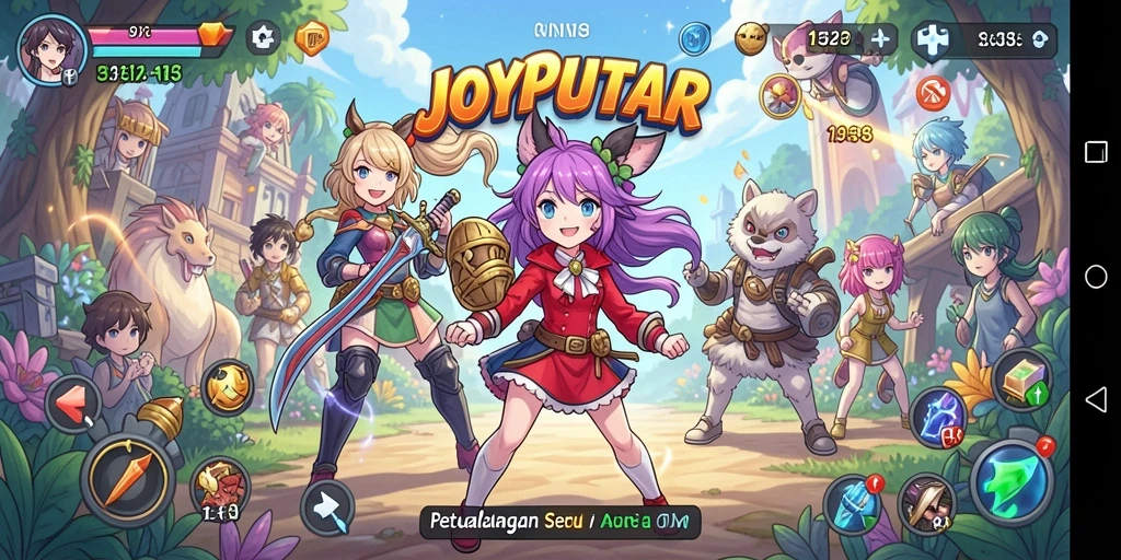 Tampilan gameplay <strong>JOYPUTAR</strong> yang seru dan penuh warna di dunia anime.