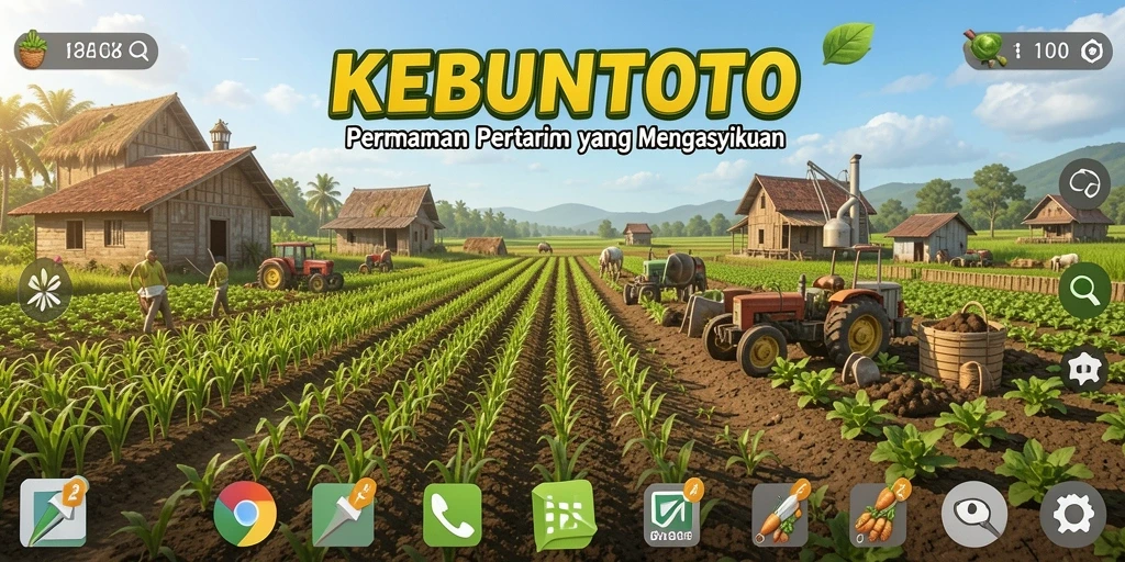 Screenshot gameplay KEBUNTOTO menampilkan aktivitas bertani yang mengasyikkan.