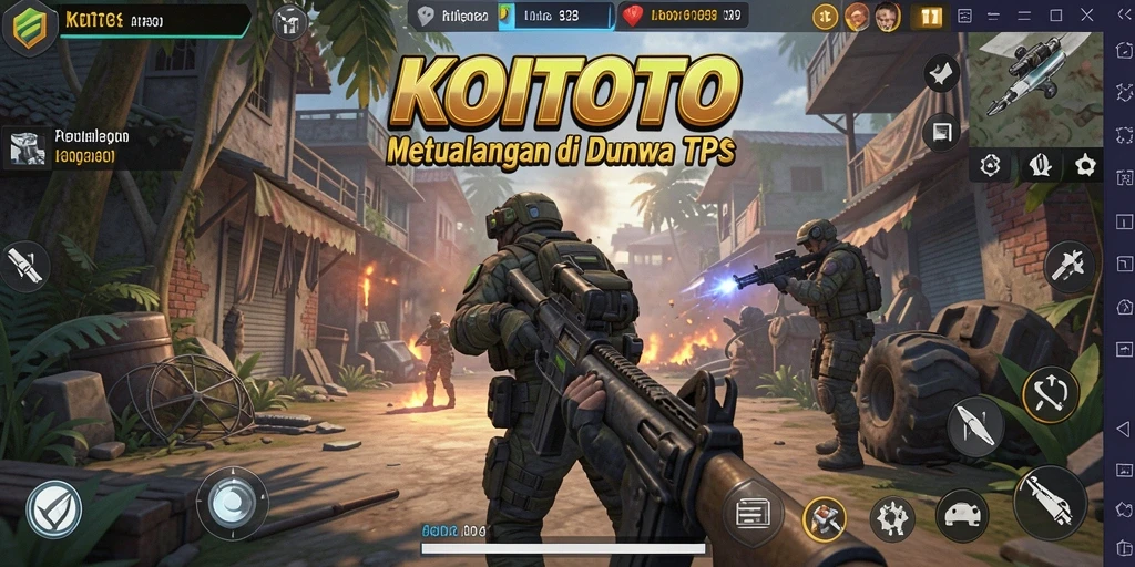 Tampilan gameplay seru di KOITOTO dengan aksi tembak-menembak yang mendebarkan.