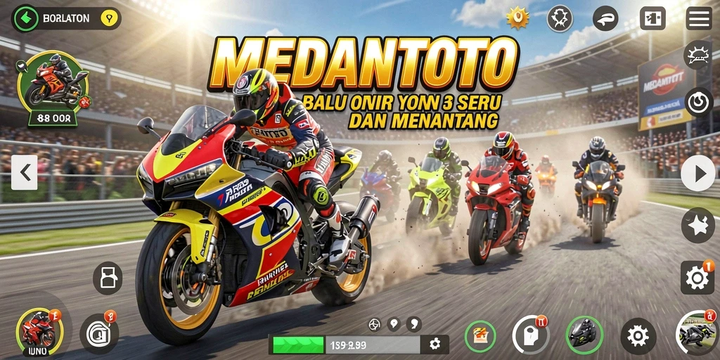 Tampilan gameplay balapan motor yang mendebarkan di MEDANTOTO.