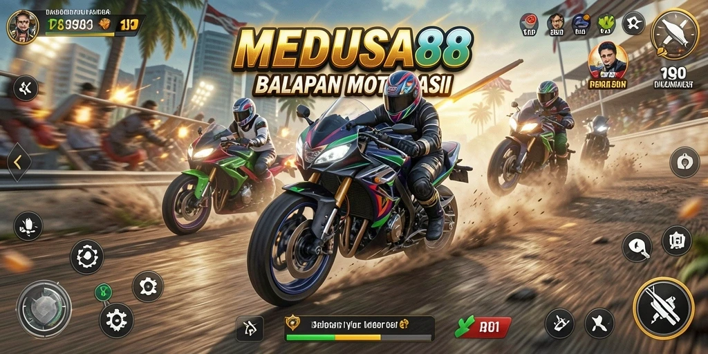 Tampilan gameplay seru balapan motor di MEDUSA88.
