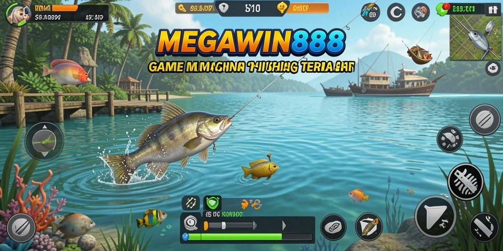 Tampilan gameplay MEGAWIN888 menampilkan aksi memancing yang seru.