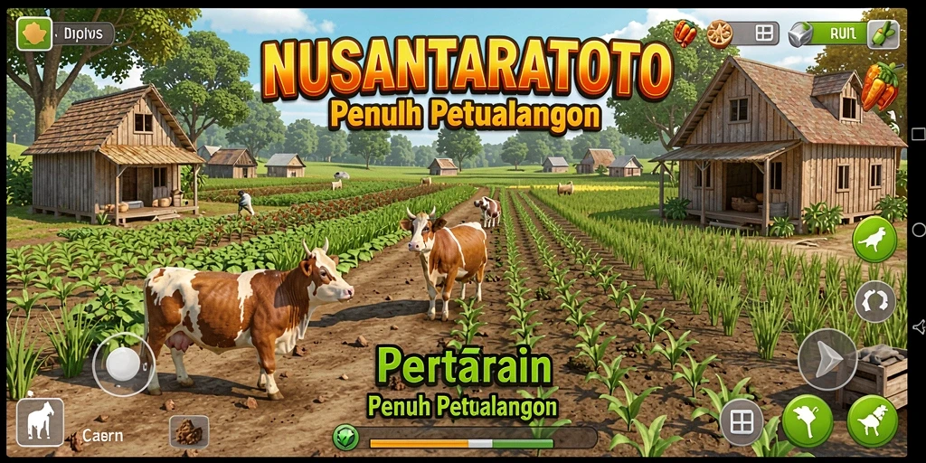 Tangkapan layar utama NUSANTARATOTO yang menunjukkan gameplay bertani yang menyenangkan.