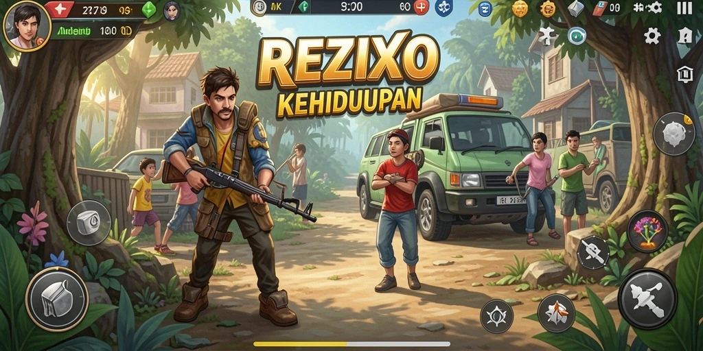 Screenshot gameplay <strong>REZIXO</strong> menampilkan karakter dan interaksi sosial yang mendalam.